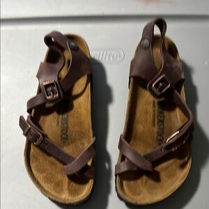 Birkenstock Brown Sandals with Adjustable Straps and Cork Footbed